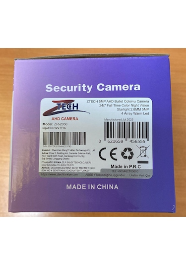 Ztech Zr-2050 5mp Ahd Fullcolor Sesli 2.8mm Bullet Dış Mekan Kamera