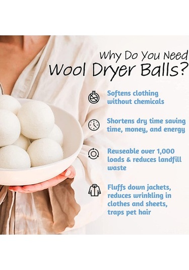 Besthome1 6 Adet Yumuşak Yün Kurutma Topu - Doğal Yün, Kısa Kurutma, Çamaşırları Korur Açık Sarı Açık Sarı