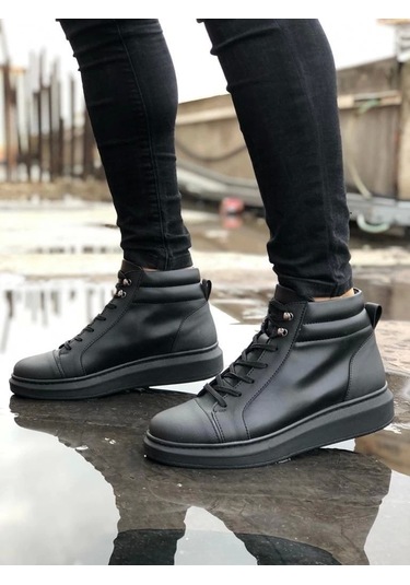 Slw202 Toronto Bağcıklı Cilt Erkek Spor Bot St Siyah Siyah