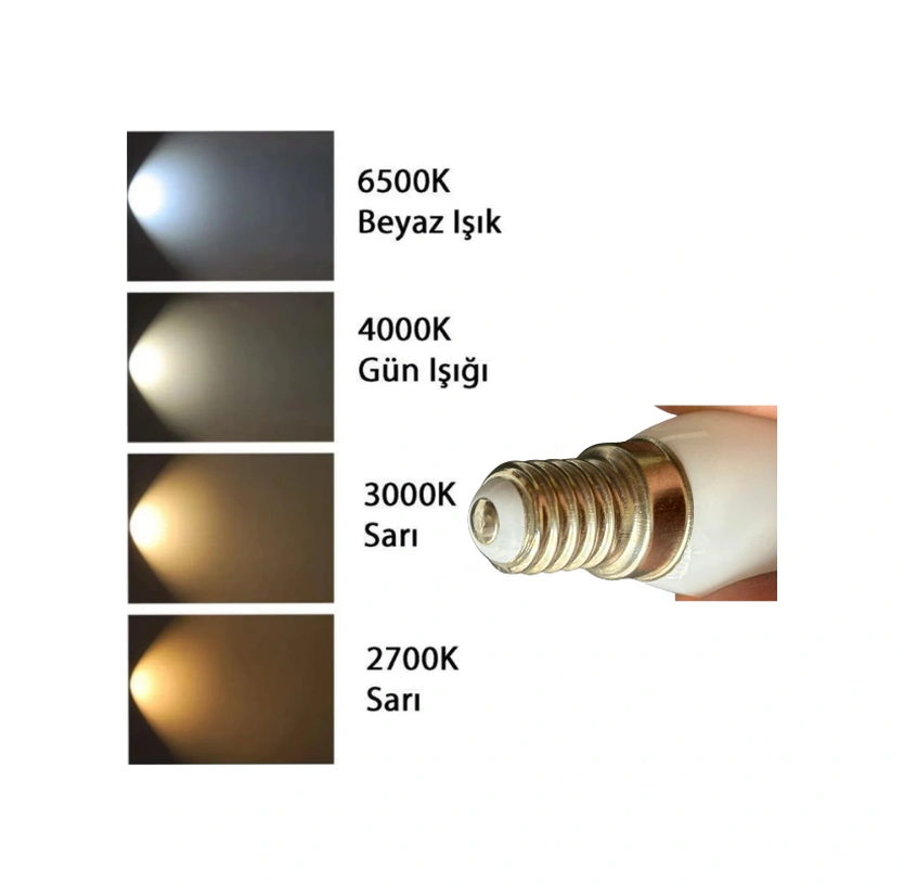 2 Adet Heka 2w 14w 3000k Sarı Işık E14 Duylu İnce Duy Dim Edilebilir Soft Led Mini Ampul