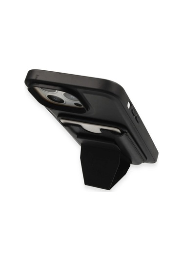 İphone 14 Pro Kılıf Hd Deri Luxury Magnet Kartvizitli Kapak - Siyah