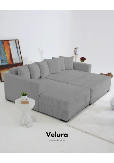 Yumi Köşe Takımı - Fitil Kumaş Gri