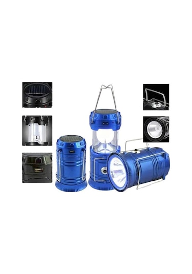 Solar Şarjlı Kamp Lambası Güneş Enerjili Kızaklı Kamp Feneri Çadır Feneri Led Işıldak Çoklu Renk