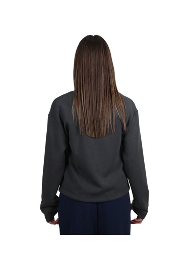 Kadın Modal Kumaş Bel Bağcıklı Antrasit Ceket Hırka Antrasit