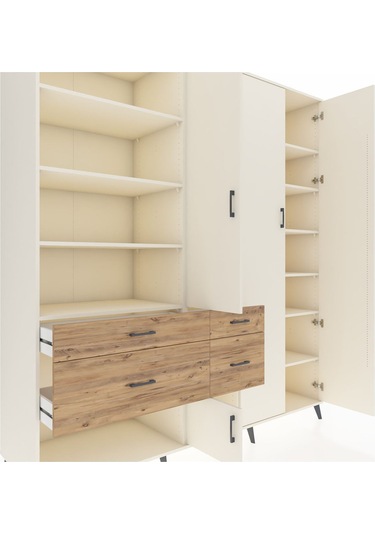 Kronos Dolap 14 Raflı 4 Çekmeceli 4 Kapaklı 220x59x243 Aytaşı-aytaşı/çam Aytası/atlas Çam