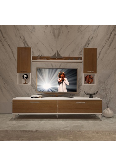 Decoraktiv Eko 5da Slm Std Silver Tv Ünitesi Tv Sehpası Beyaz - Ceviz