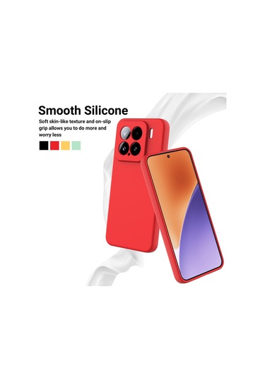Xiaomi 15 İçin Düz Renk Sıvı Silikon Damlamaz Tam Kapsama Telefon Kılıfı Kırmızı