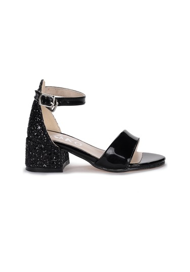 Kiko 768 Ayna Çam Günlük Kız Çocuk 3 Cm Topuk Sandalet Ayakkabı S Siyah