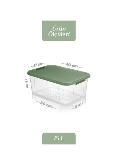 2'li Mega 15l Un Bakliyat Erzak Kabı - Kilitli Kapaklı Banyo Düzenleyici Deterjanlık Saklama Kutusu Yeşil