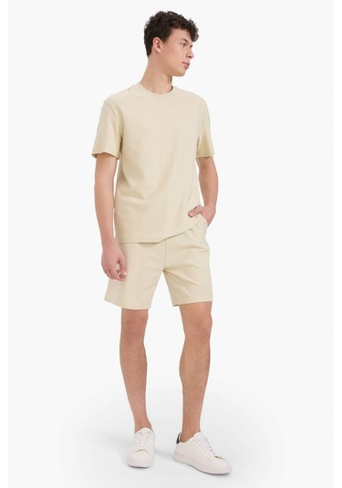DeFacto %100 Pamuk Relax Fit Twill Dokulu Cepli Şort E2590AX25SMBG430