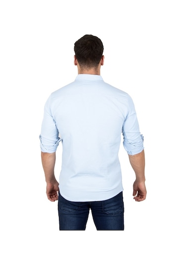Deepsea Erkek Buz Mavisi Çıtçıtlı Kot Gömlek 2300419 Buz Mavi