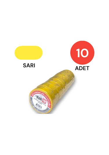 Tek-iş Izole Bant Elektrik Bandı Sarı 10 Adet