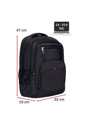 Dada 03 Usb Aparatlı Siyah Laptop Sırt Çantası 15,6 İnç Geniş İç Hacim Darbe Emici Koruma