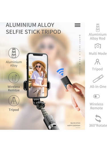 Kangvka 86 Cm Uzunluklu Folding Selfie Stick - Masa Üstü Tripod, 360 Döner, 5 Bölmeli Genişletilebilir, Bt Kumanda Ve Akıllı Telefon Tutucusu İle