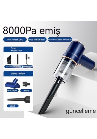 Yifomall Kablosuz Araç Vakumu - Güçlü Emiş, Üfleme Ve Şarjlı Tip-c Şarj Ünitesi İle 3 Nozullu