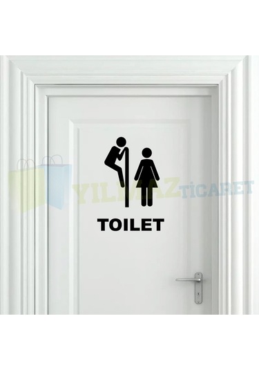 Yılmazetic Wc Toilet Kapı Klozet Yapıştırma Banyo Sticker 13 x 9 CM