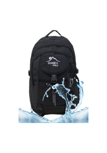 Ramex Polo Siyah Füme Outdoor Kanvas Kumaş Körüklü Büyük Boy Dağcı Sırt Çantası Siyah Füme Çok Renkli