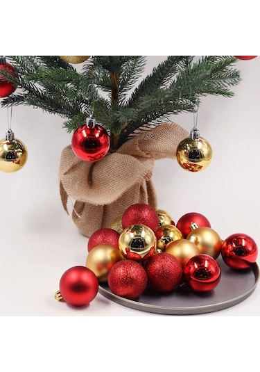 Monyee 3cm Altın Noel Topları Seti 24 Adet - Polistiren Ağaç Dekorasyonu, Perdeve Ve Vitrin Süs Eşyası
