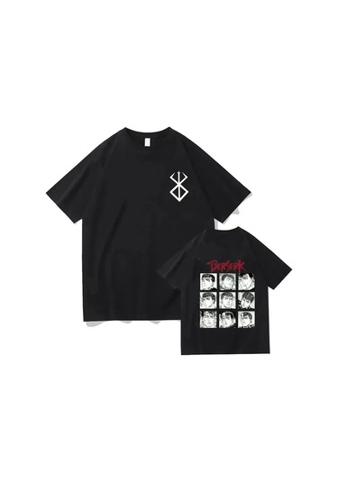 Snapbuy Berserk T-shirt Guts Erkekler Kadın Pamuk Manga Anime Hip-hop Büyük Boy T Gömlekaltın Altın