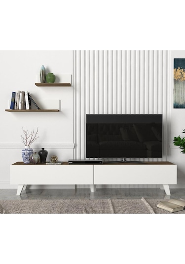 Dekorister Amerika Tv Ünitesi Beyaz-Ceviz