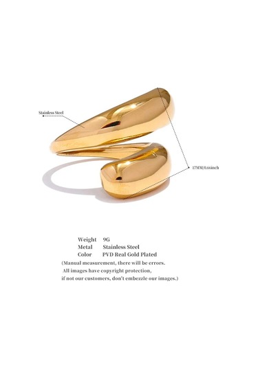 Altın Eetit Chic Benzersiz Paslanmaz Çelik Sıradışı Yüzük Suya Dayanıklı 18k Pvd Kaplama Basit Şık Metal Moda Takı Bijoux Hediye Altın