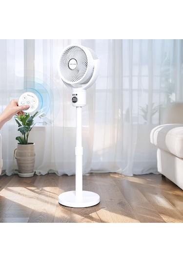 Lenyes Lhf10 Dijital Led Göstergeli 5 Kademeli Uzaktan Kumandalı Uzayabilen Gövdeli 10 İnç Fan Beyaz
