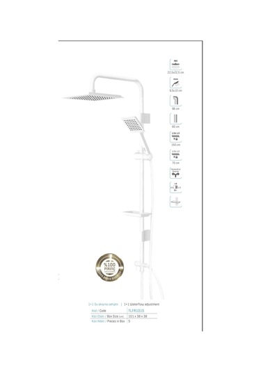 İsaoğlu Yapı Duş Sistemi Beyaz Duş Seti Batarya Dahil Komple Set Tepe Yağmurlama Duş Sistemi Beyaz