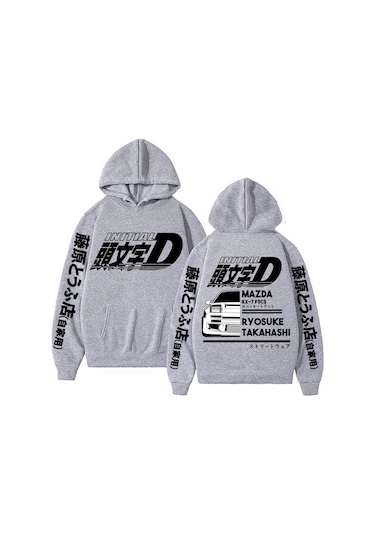 Japonya Anime İlk D Grafik Baskı Düzenli Unisex Bol Kesim Erkek Ve Kadın Yeni Moda Kostüm Cosplay Cool Ae86 Sweatshirt Sari