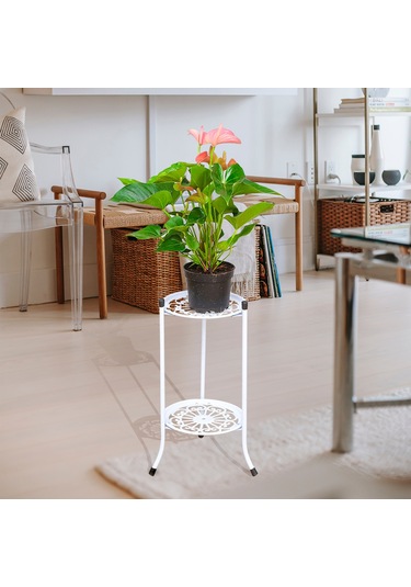 Springsun İki Katlı Demir Bitki Sistemi - Balkon, Bahçe, İç Mekan İçin Dayanıklı Çiçeklik Tutucu - Boşluk Tasarrufu Sağlar