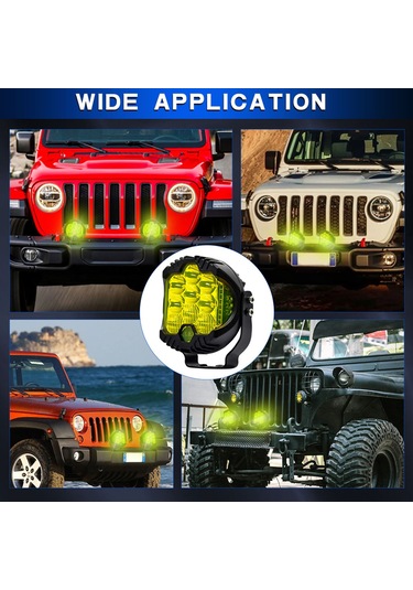 Jeehugo 3 İnç 75w Led Araç Lambası, Sarı Işık Ve Parıltı Fonksiyonu, Arazi Araçları İçin, Ip67 Su Geçirmez, 1 Adet