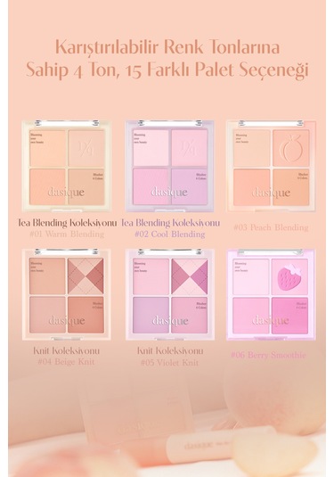 Dasique Karıştırılabilir Renk Tonlarına Sahip 4lü Allık Blending Mood Cheek 03 Peach Blending 03 Peach Blending