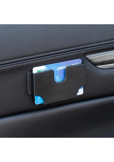Fochsia Araç İçin Yapışkanlı Kart Tutucu, Güneşlik Kart Yuvası, Siyah, Pratik.