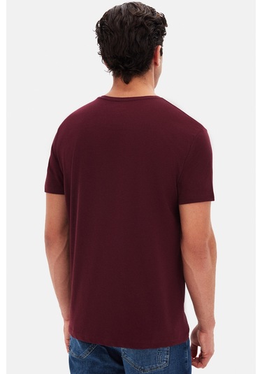 Ds Damat Regular Fit Mürdüm Düz Nakışlı %100 Pamuk T-shirt 4hc140632006m MÜRDÜM