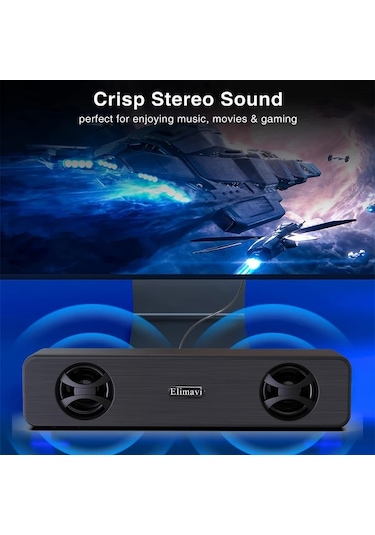 Primepickings Mikro Bilgisayar Hoparlörü Matte Black Kablolu Küçük Masaüstü Ses Sistemi