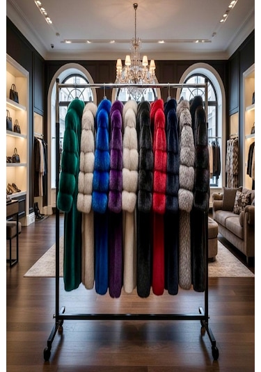 105 Cm En Metal Tekerlekli A.konfeksiyon Elbise Askılık Portatif Portmanto Vitrin Home Hanger Siyah