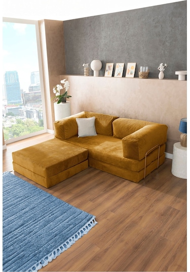 Good Night Legom Köşe Koltuk & Aktivite Yatağı & Uzanma Koltuğu Hardal