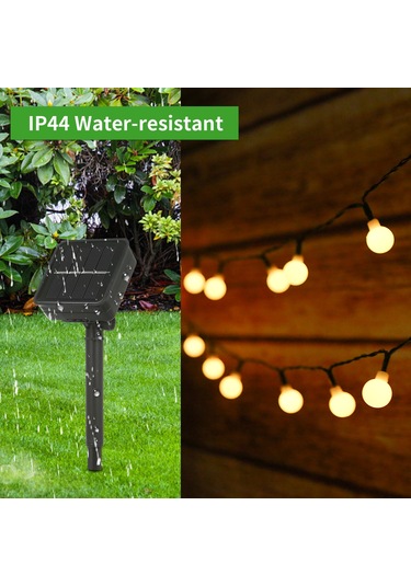 Jeemson Güneş Enerjili Top Şerit Lambası 8 Mod 8m 60 Led Islak Beyaz Ip44 Su Geçirmez Sıcak Beyaz