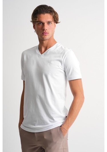 Alexander Gardi V Yaka Basic T-shirt Beyaz