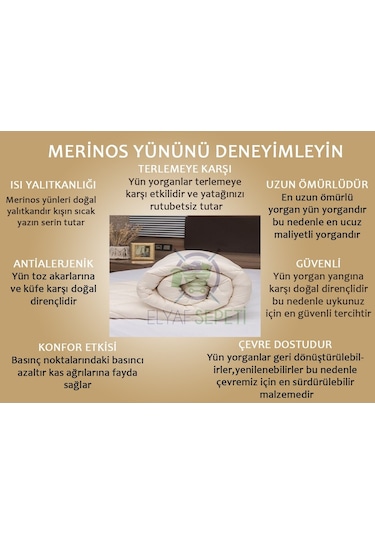 Elyaf Sepeti %100 Doğal Yünden El Dikimi Battal Boy Yün Yorgan Beyaz
