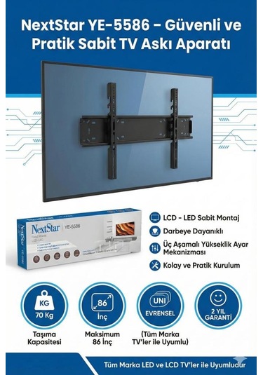 Nextstar Ye-5586 45-86'' Sabit Lcd Led Tv Askı Aparatı - Su Terazili