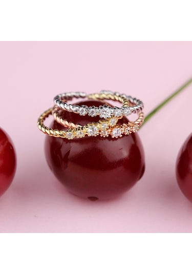Glorria Gümüş Rose Beştaş Yüzük