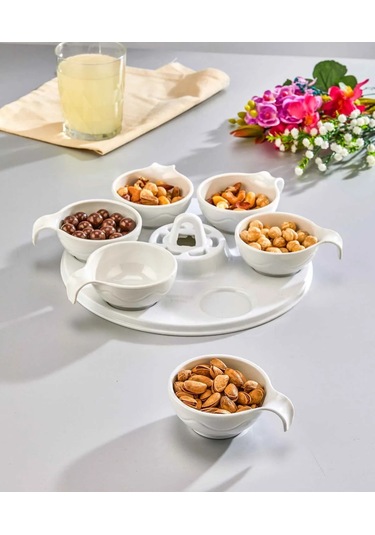 Decorandmore 6'lı Melamin Kahvaltılık, Çerezlik Beyaz