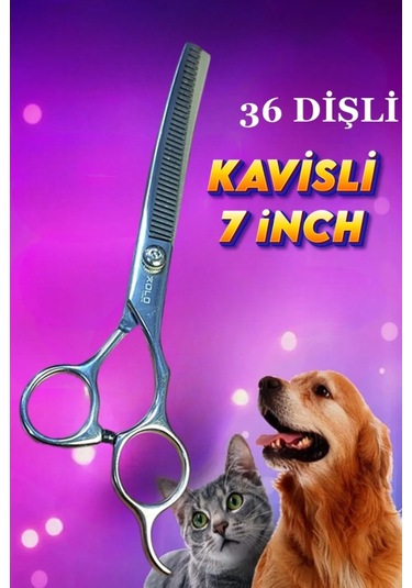 Pet Shop Makası 7 İnç Kavisli Ara Makas Ergonomik Tasarım Kolay Ş