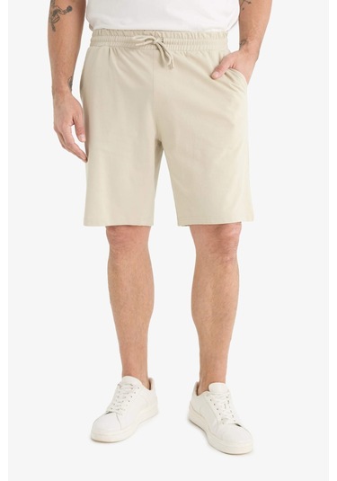 Defacto Slim Fit Dar Kesim Cepli Pamuklu Basic Düz Bermuda Şort - Bej W1105AZ25SPBG735
