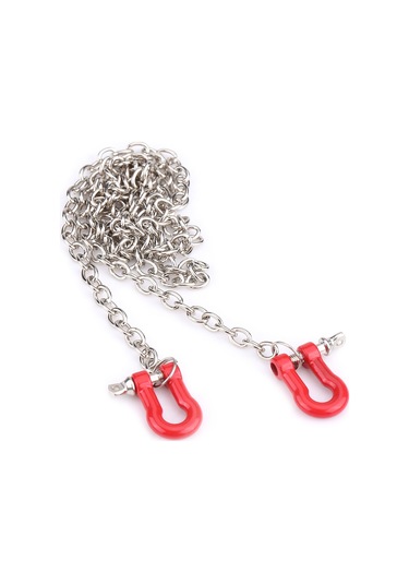 Geekyou Rc Tırmanıcı İçin Kilitlebilir Kanca Ve Metal Çeker Zinciri - Scx10 D90 Uyumlu, 78 Cm Uzunluk, Alüminyum Malzeme, Kırmızı+gümüş Rengi