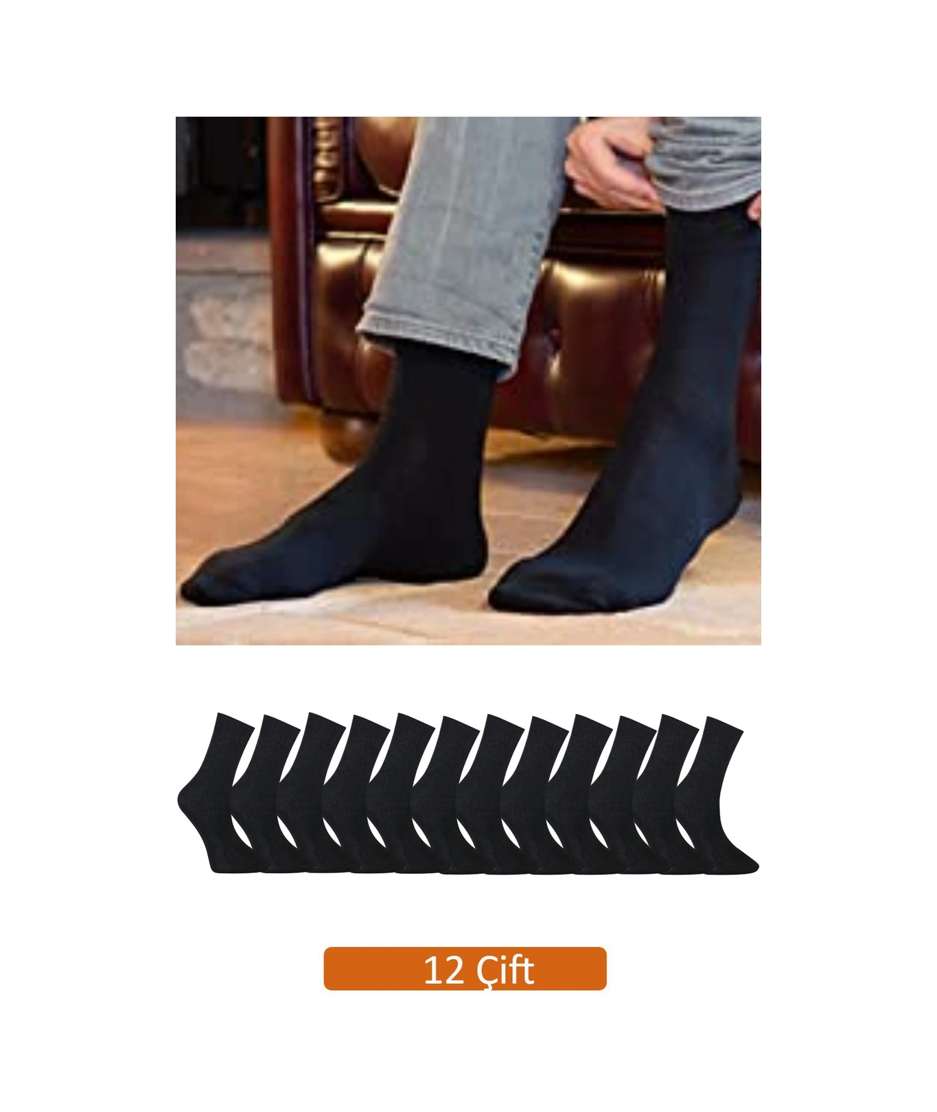 12'li Premium Erkek Siyah Soket Çorap Vk-erkek-siyah-soket12li