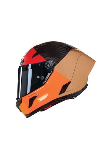 Nolan X-804 Rs Blocco 349 Karbon Kapalı Kask Siyah - Turuncu