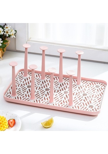 Trendooze 8 Çıkarılabilir Kancalı Pembe Bardak Kupası Düzenleyici Takımı Ev Dekorasyonu Pembe