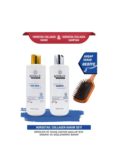 Royale Professional Horsetail Collagen Saç Maskesi 500 ML + Şampuan 500 ML + Tarak