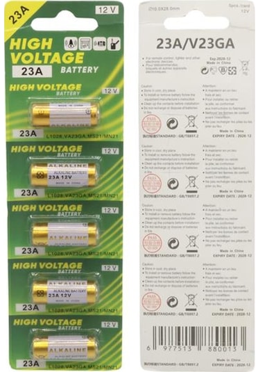 Powermaster Lr23a 12 Volt 23a Kalın Alarm Pili Alkaline Batarya 5'lı Paket